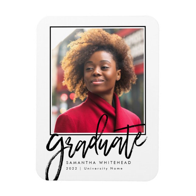 Flexible Moderne Photo Grad Faire-part 2022 Magnet (Vertical)