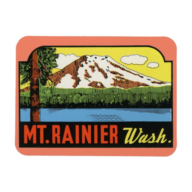 Flexible Mt. Rainer Washington Magnet Vintage voyage (Horizontal)