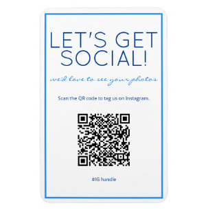 Flexible Nautical Beach Bleu QR Code Social Media Magnet