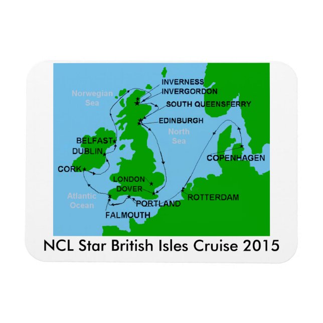 Flexible NCL Star British Isles Cruise 2015 Magnet (Horizontal)