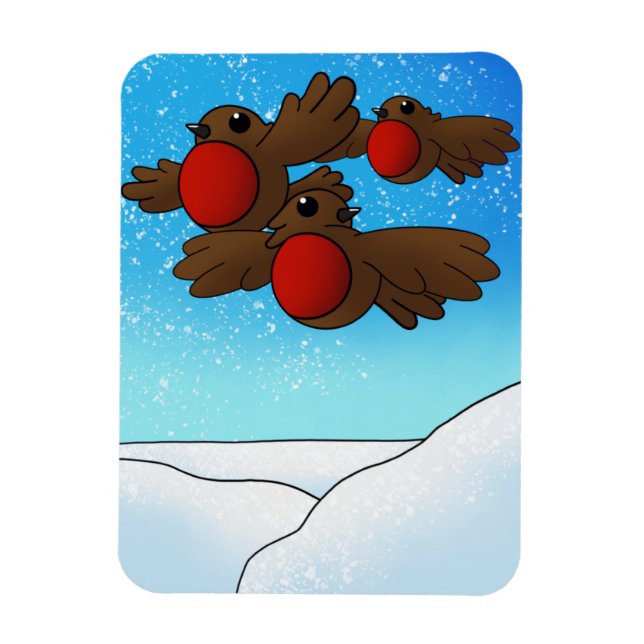 Flexible Noël Robin Birds Magnet (Vertical)