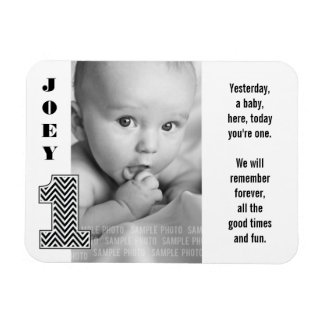 Flexible Noir Blanc Numéro Un 1 Bébé Photo Magnet