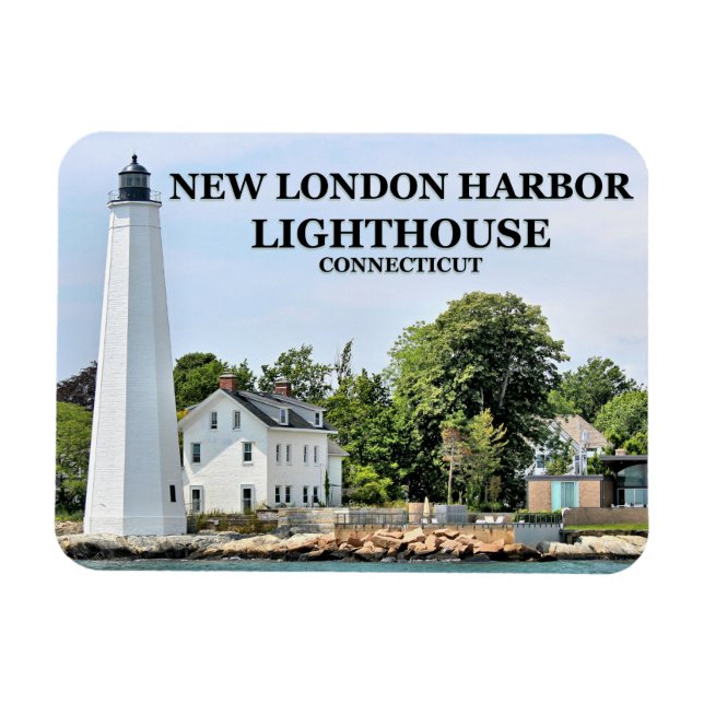 Flexible Nouveau phare de London Harbour, CT Photo Magnet (Horizontal)