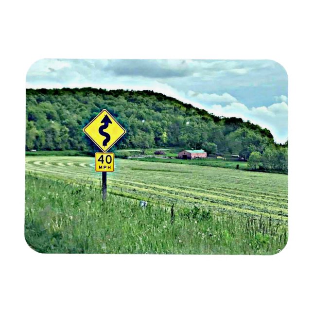 Flexible Panneau de route Windy Curvy Pays Paysage Magnet (Horizontal)