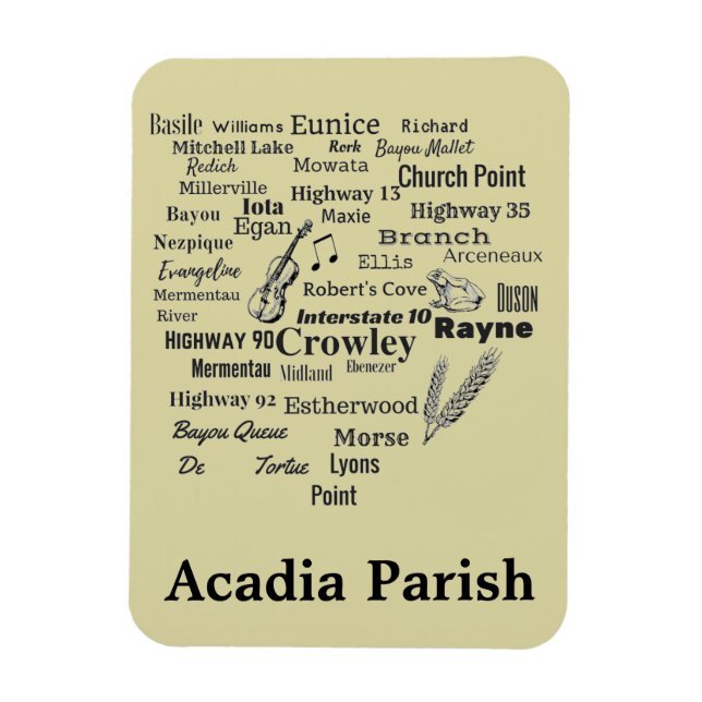 Flexible Paroisse Acadia Louisiana Villes et lieux Magnet (Vertical)