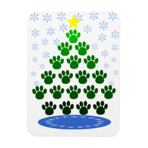 Flexible Paw Here Premium Magnet "Arbre de Noël Empreintes 