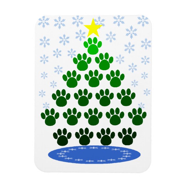 Flexible Paw Here Premium Magnet "Arbre de Noël Empreintes  (Vertical)