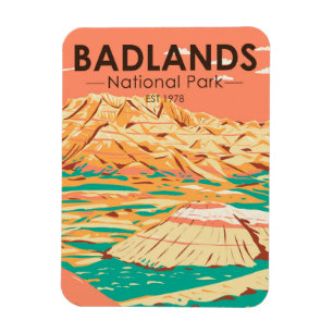 Flexible  Paysage du parc national Badlands Magnet Vintage