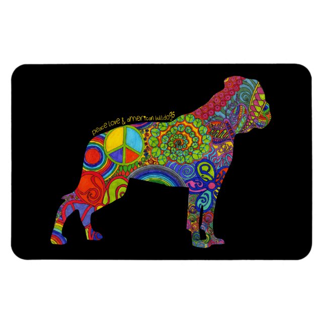 Flexible "Peace Love & American Bulldogs" Pop Art Magnet (Horizontal)