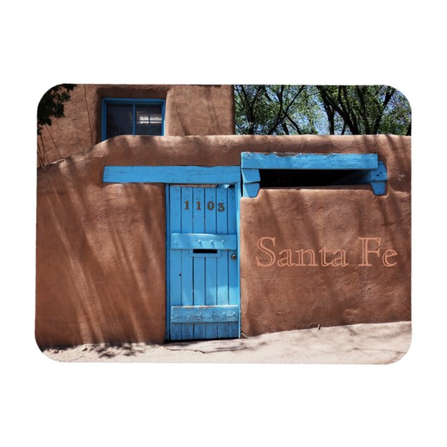 Flexible Père Noël Fe New Mexico Blue Door Magnet (Horizontal)