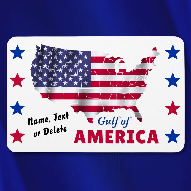 Flexible Personnalisé, GOLFE d'AMÉRIQUE, Magnet patriotique (Gulf of America, Magnets. Personalized, Patriotic Refrigerator Magnets. United States Shaped Flag.)