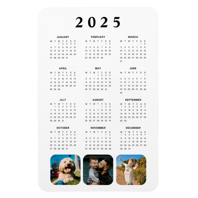 Flexible Photo Collage mensuel 2025 Calendrier Magnet (Vertical)