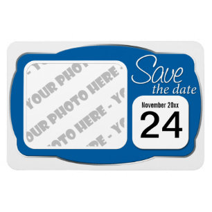 Flexible Photo & Date Bleu "Enregistrer la date" 4x6 Magnet