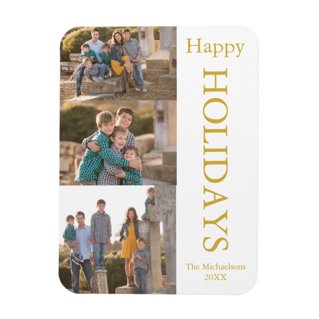 Flexible Photo de famille Collage Happy Holidays Magnet (Vertical)