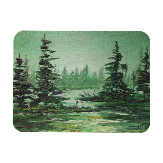 Flexible Photo Magnet Ann Hayes Peinture Green Forest (Horizontal)
