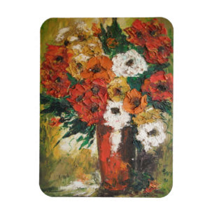 Flexible Photo Magnet Ann Hayes Peinture Mix Fleur Rouge
