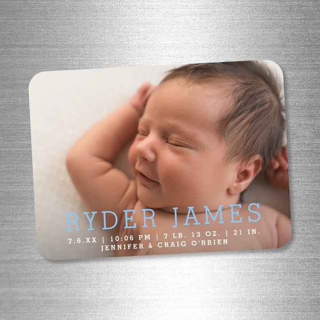 Flexible Photo Magnet moderne simple | FAIRE-PART DE NAISSA (Créateur téléchargé)