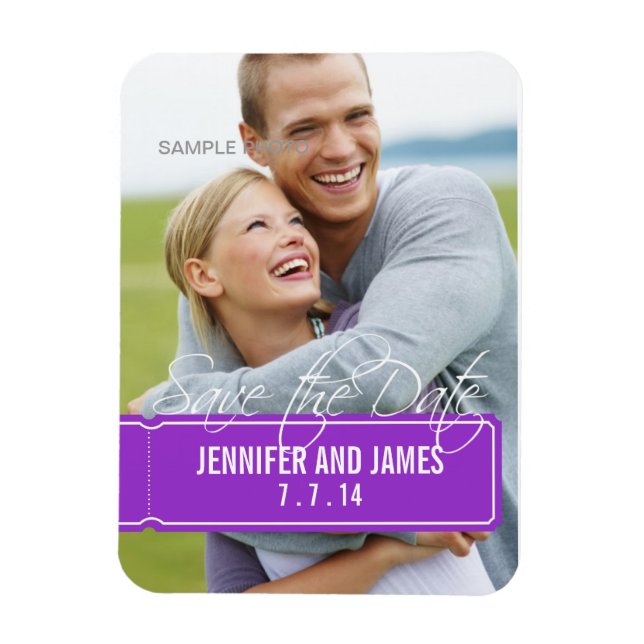Flexible Photo Magnet Réservez la date violet (Vertical)