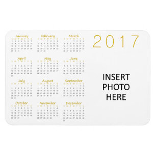 Flexible Photo personnalisée Calendrier 2017 Magnet Gold & 