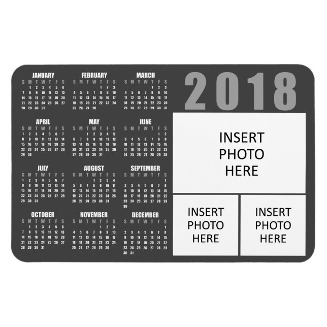 Flexible Photos de famille 2018 Magnet calendrier - 3 image (Horizontal)