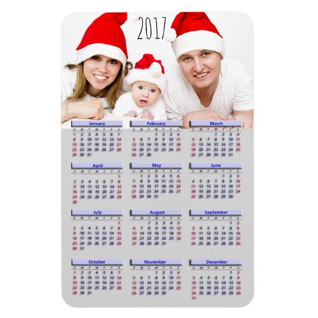 Flexible Pic famille 2017 Mini Réfrigérateur Magnet Calendr (Vertical)