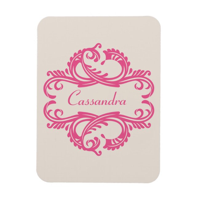 Flexible Pink Chic Damask Premium Magnet (Vertical)