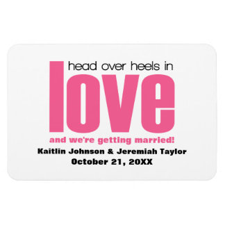 Flexible Pink Head Over Heels Save the Date Magnet