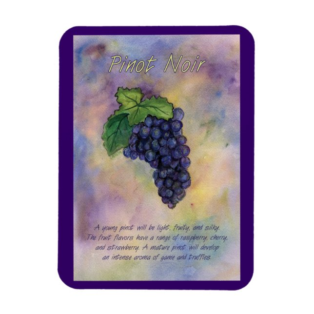 Flexible Pinot Noir Vin Raisins Peinture Art Magnet (Vertical)