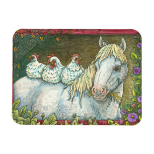 FLEXIBLE POINTS DANS LA MAGNET STABLE, CHEVAL ET POULET