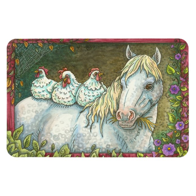 Flexible POINTS DANS LA STABLE, CHEVAL ET POULET MAGNET Lg. (Horizontal)