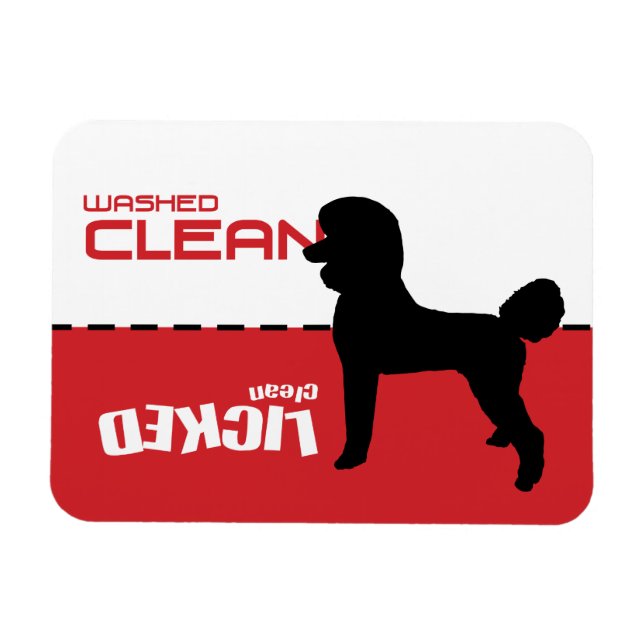 Flexible Poodle Silhouette Dishwasher Magnet - Licked Clean (Horizontal)