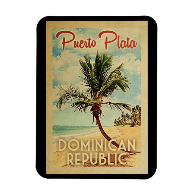 Flexible Puerto Plata Magnet Palm Tree Vintage Travel (Vertical)