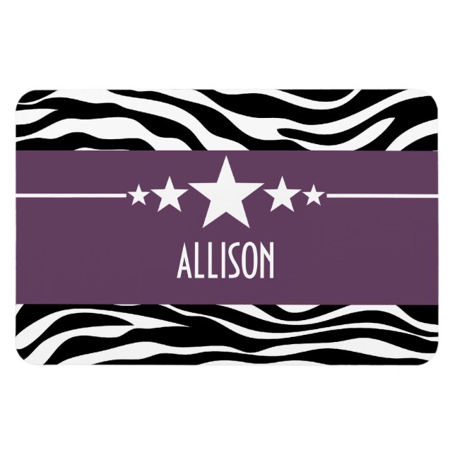 Flexible Purple Sassy Star Zebra Premium Magnet (Horizontal)