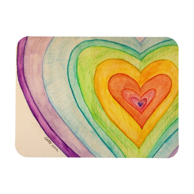 Flexible Rainbow Love Hearts Inspirational Fridge Magnet (Horizontal)