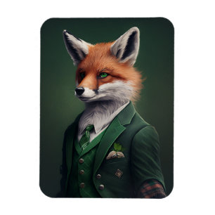 Flexible Red Fox in a Green St. Patrick's Day Suit Magnet