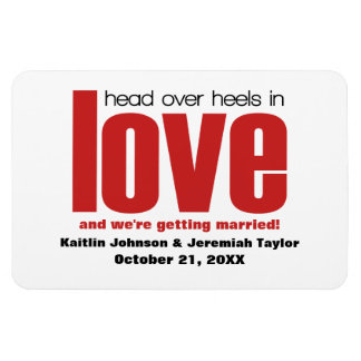 Flexible Red Head Over Heels Save the Date Magnet