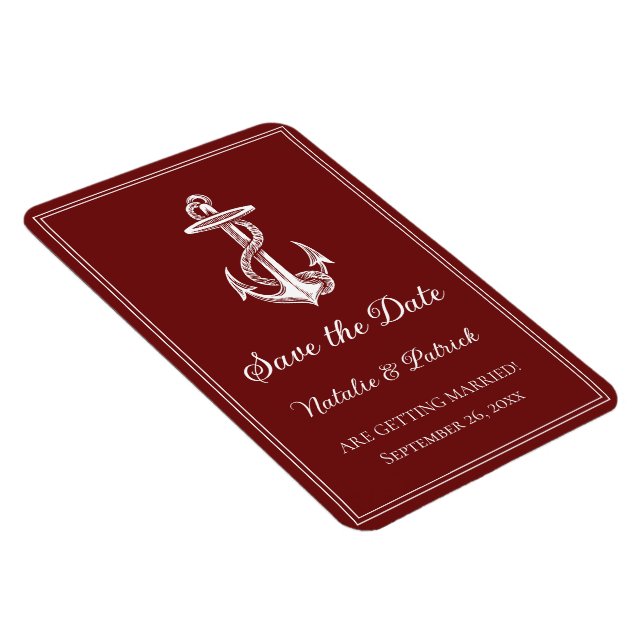 Flexible Red Nautical Anchor Save the Date Magnet (Côté Droit)