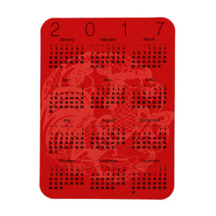 Flexible Red Papercut Rooster Calendar 2017 Magnet
