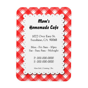 Flexible Red Plaid Restaurant Magnet d'affaires