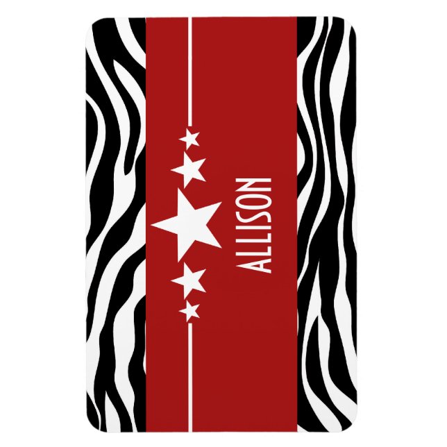 Flexible Red Sassy Star Zebra Premium Magnet (Vertical)