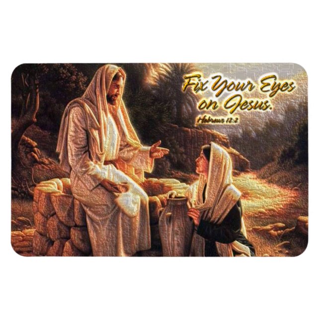 Flexible Réparez vos yeux sur Jésus 1 Magnet Premium (Horizontal)