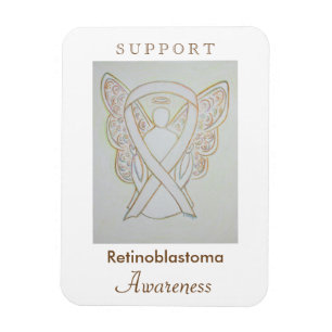 Flexible Rétinoblastoma White Awareness Ribbon Angel Magnet