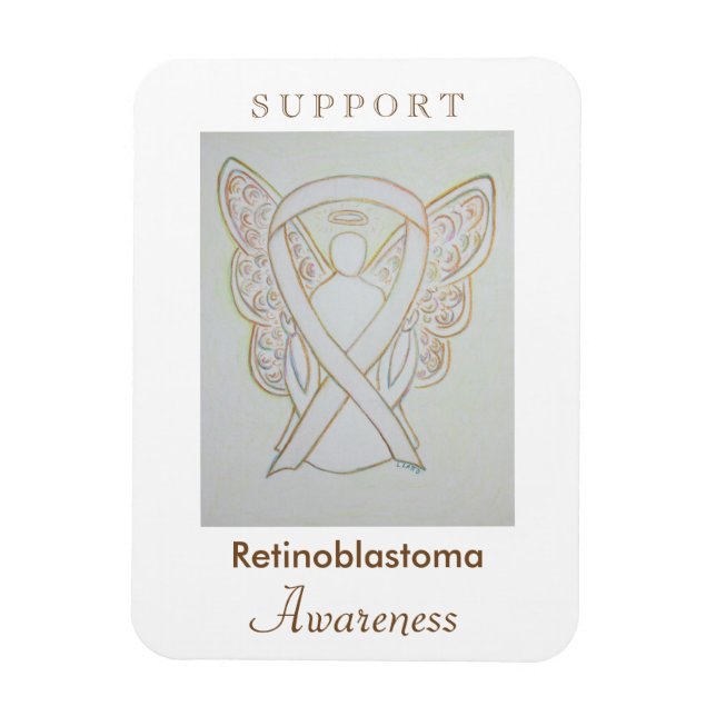 Flexible Rétinoblastoma White Awareness Ribbon Angel Magnet (Vertical)