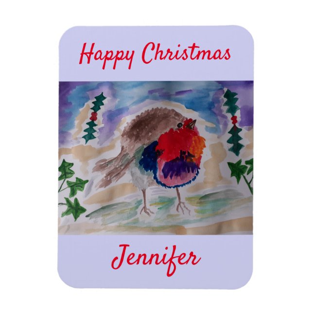 Flexible Robin de Noël Magnet personnalisé (Vertical)