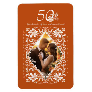 Flexible Romantique Burnt Orange 50 Anniversaire Magnet pho