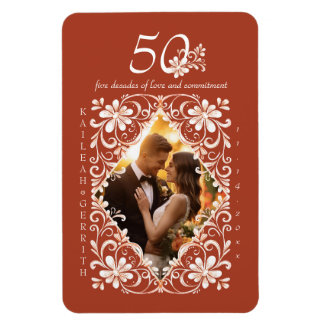 Flexible Romantique rouille rouge 50 Anniversaire Magnet ph