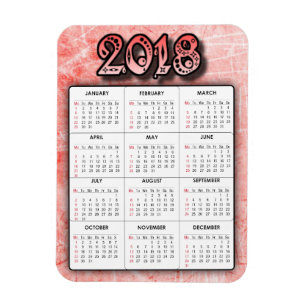 Flexible Rouge 2018 Calendrier Réfrigérateur Magnet