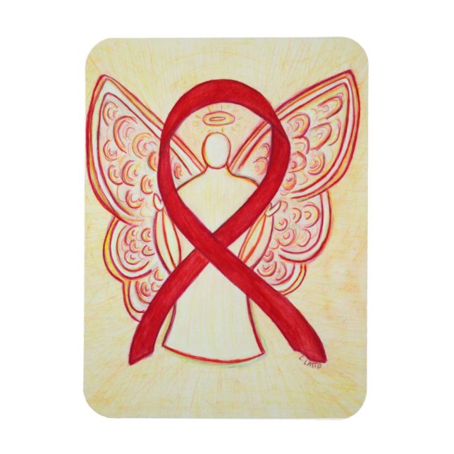 Flexible Rouge Sensibilisation Ruban Angel Magnet d'art (Vertical)
