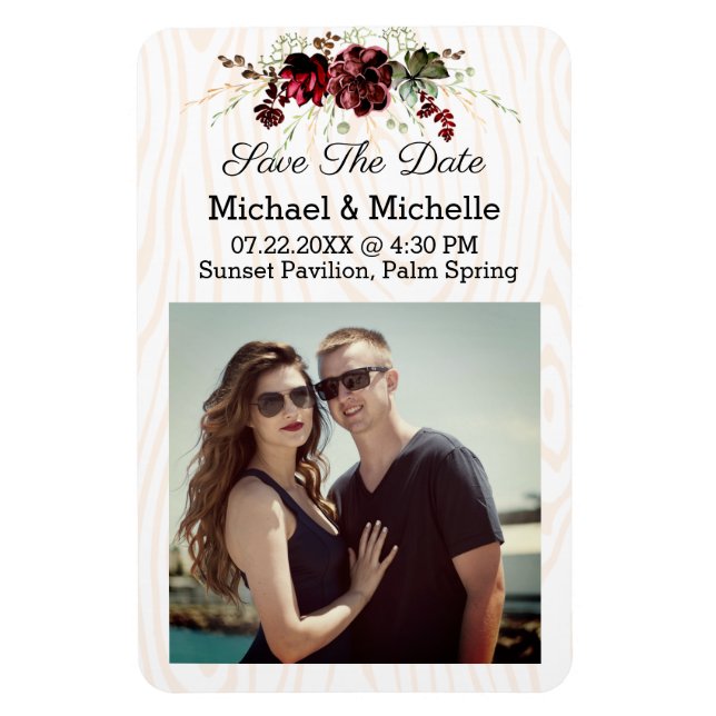 Flexible Rustic Wood Save The Date of Our Wedding Magnet (Vertical)