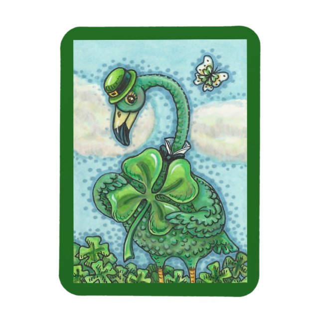 Flexible Saint Patrick's Day MAGNET FLAMANT ROSE VERT IRLAN (Vertical)